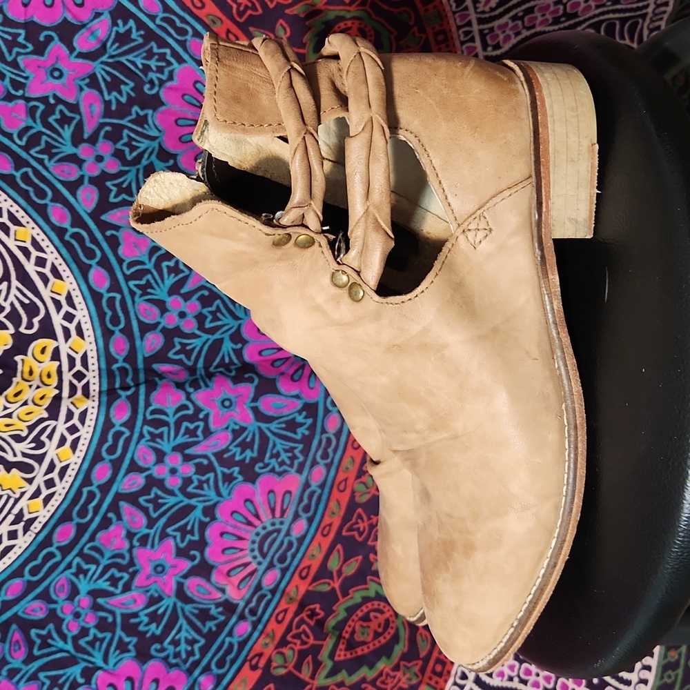 Free People Landslide Leather Cutout Braided Detail Shoe Bootie